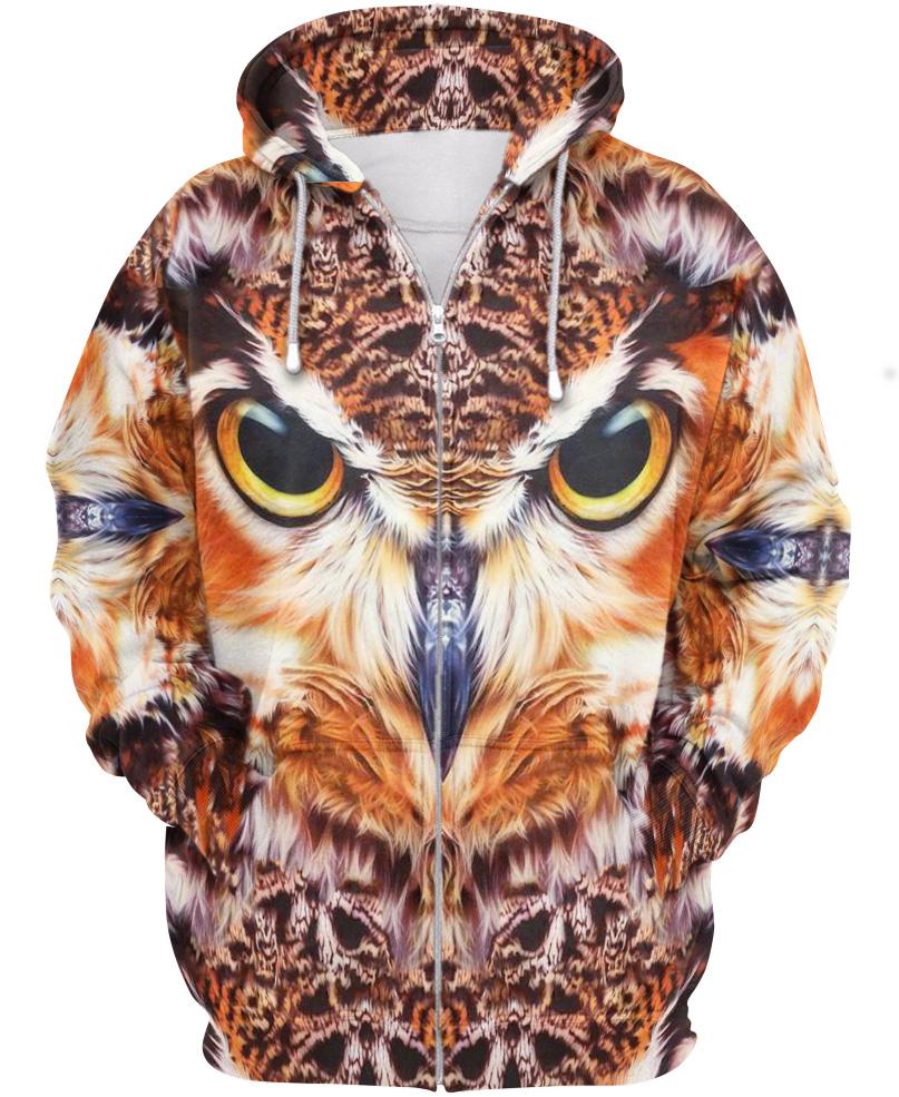 WelcomeNative Owl Impressive Face 3D Hoodie, All Over Print Hoodie, Native American