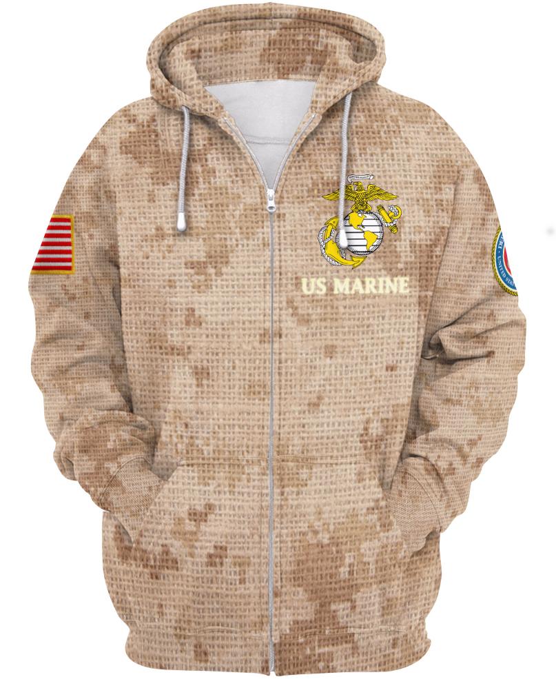 WelcomeNative Us Marine Brown 3D Hoodie, All Over Print Hoodie, Native American