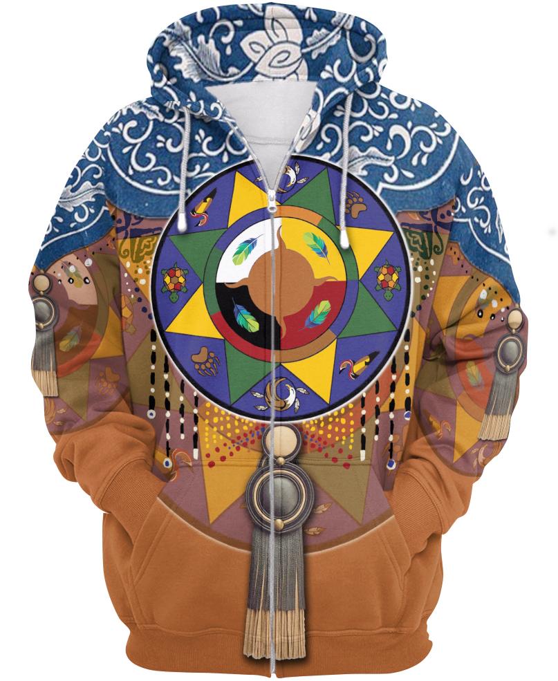 WelcomeNative Native Circle Pattern 3D Hoodie, All Over Print Hoodie, Native American
