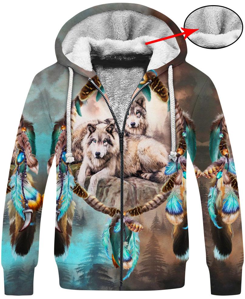 WelcomeNative Native Lovely Wolf 3D Hoodie, All Over Print Hoodie, Native American