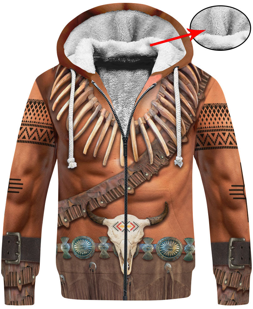 WelcomeNative Brown Skin Pattern Native American 3D Hoodie, All Over Print Hoodie