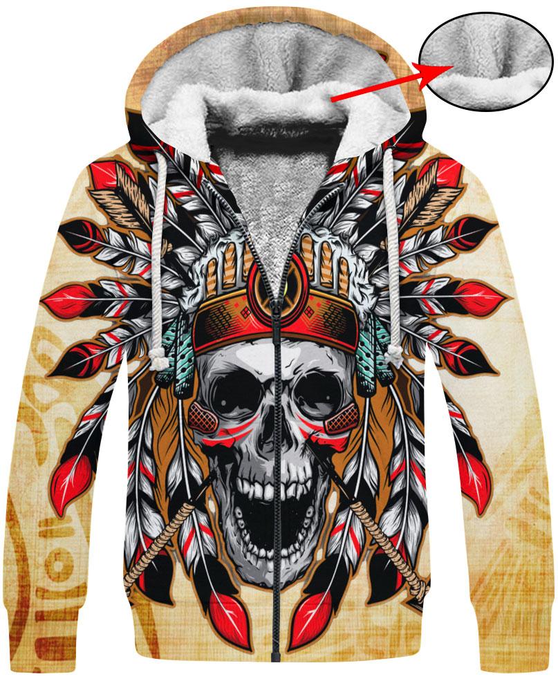 WelcomeNative Native Skull Headman 3D Hoodie, All Over Print Hoodie, Native American