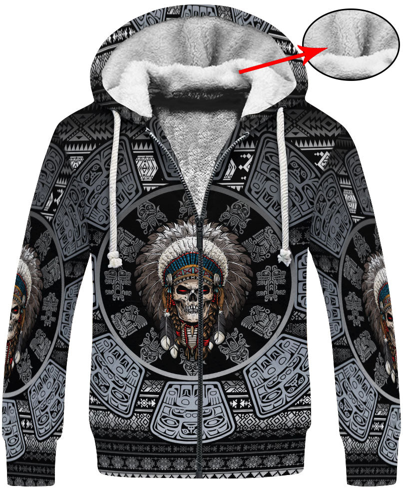 WelcomeNative Skull Chief Pattern Native American  Hoodie, All Over Print Hoodie, Native American