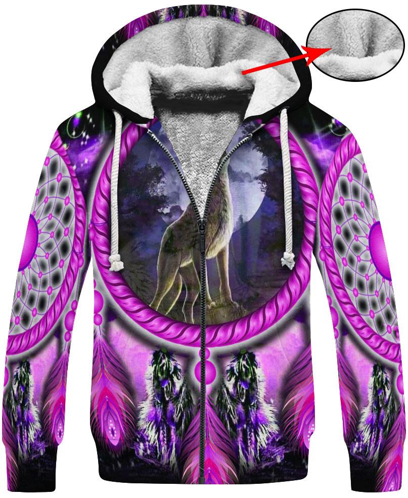 WelcomeNative Native Wolf Violet 3D Hoodie, All Over Print Hoodie, Native American