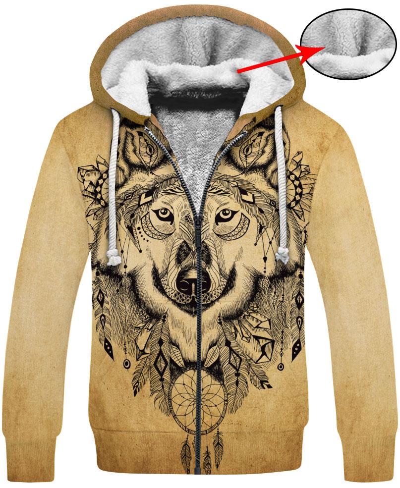 WelcomeNative Ancient Wolf 3D Hoodie, All Over Print Hoodie, Native American