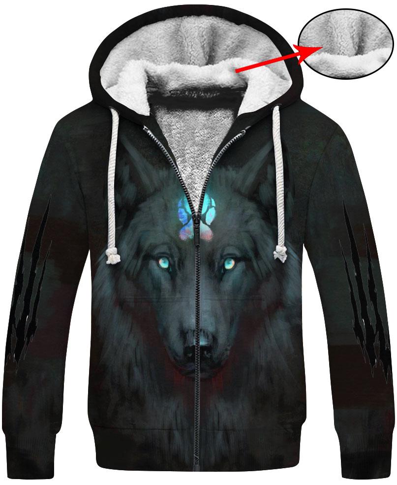 WelcomeNative Black Wolf Blue Claw 3D Hoodie, All Over Print Hoodie, Native American