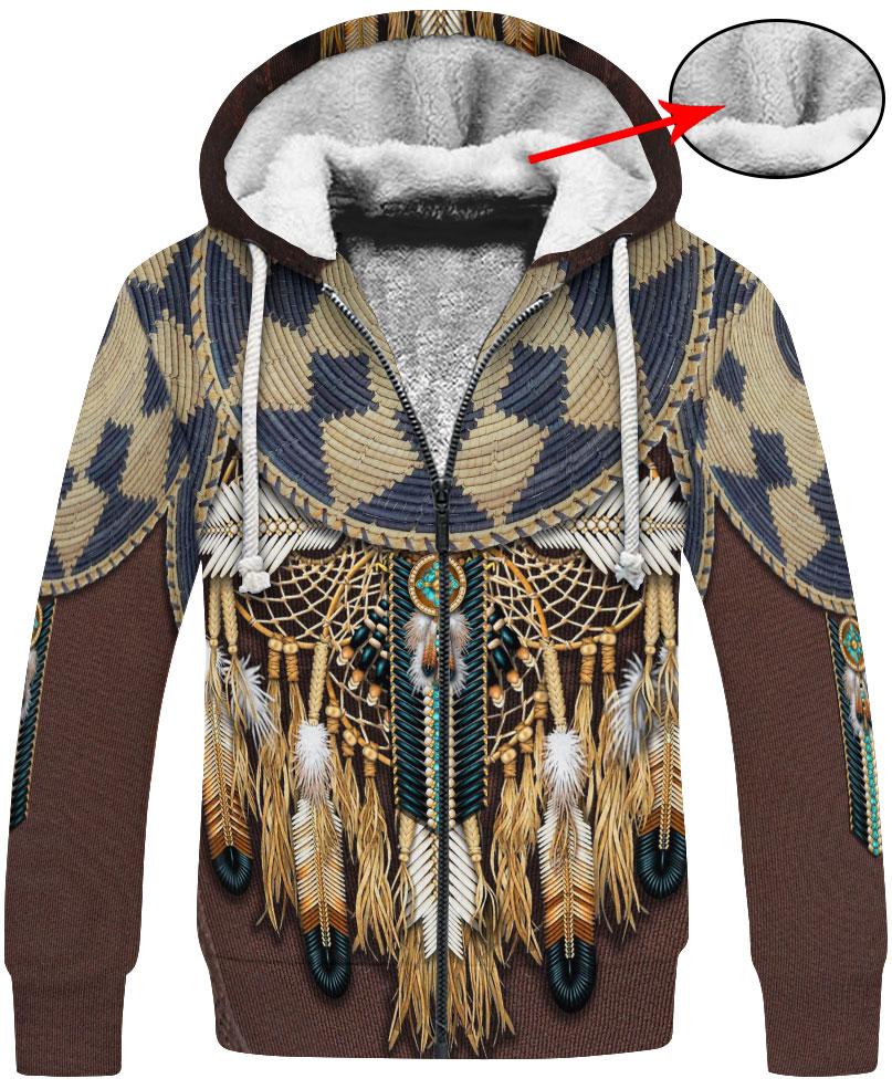 WelcomeNative Brown Native Bead Dreamcatcher 3D Hoodie, All Over Print Hoodie, Native American