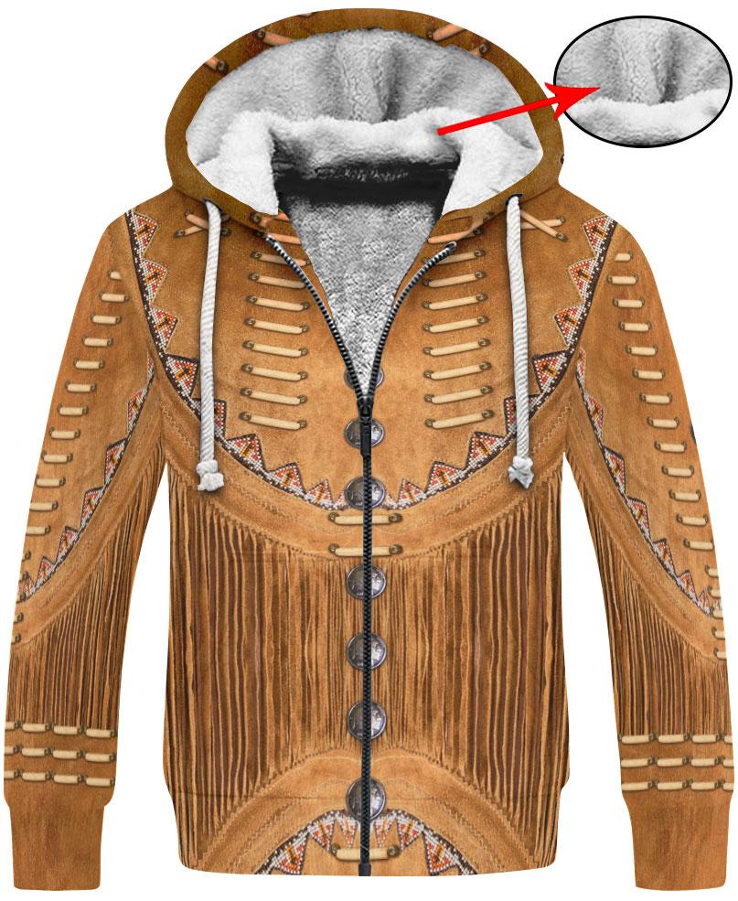 WelcomeNative Brown Native Jacket Style 3D Hoodie, All Over Print Hoodie, Native American