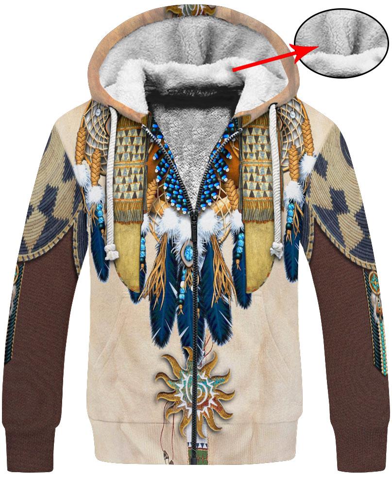 WelcomeNative Blue Feather Pattern 3D Hoodie, All Over Print Hoodie, Native American