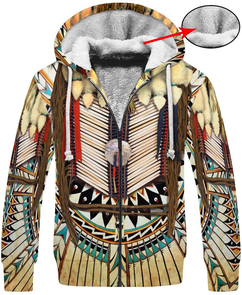 WelcomeNative White Bead Pattern 3D Hoodie, All Over Print Hoodie, Native American