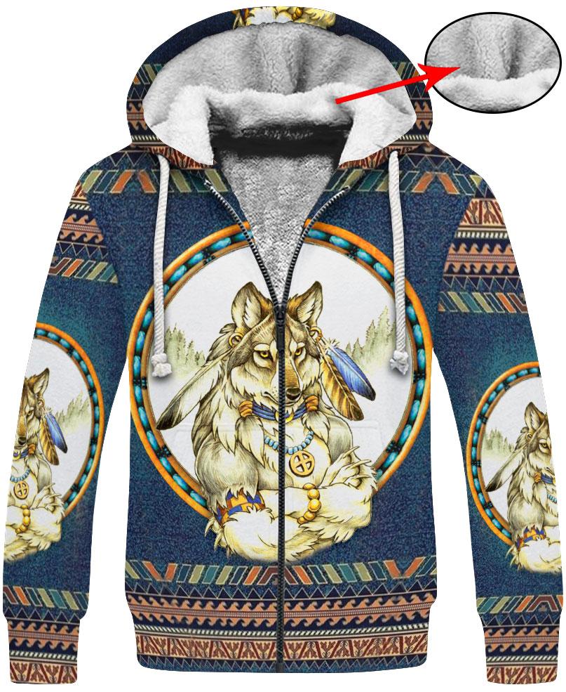 WelcomeNative Blue Wolf Man 3D Hoodie, All Over Print Hoodie, Native American