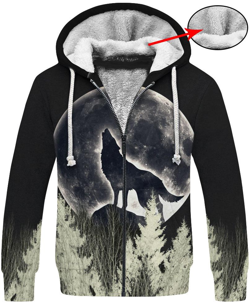 WelcomeNative Black Wolf Moon 3D Hoodie, All Over Print Hoodie, Native American