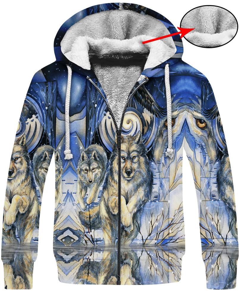 WelcomeNative Wolf Eagle 3D Hoodie, All Over Print Hoodie, Native American