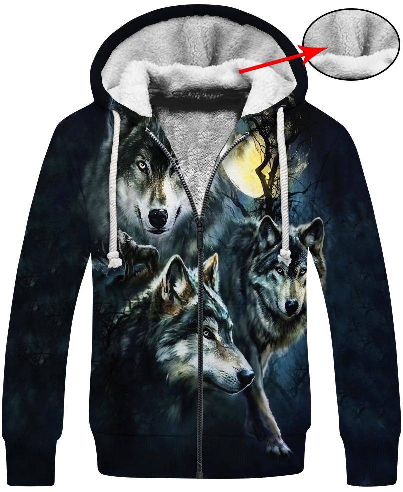 WelcomeNative Wolf Night Moon 3D Hoodie, All Over Print Hoodie, Native American