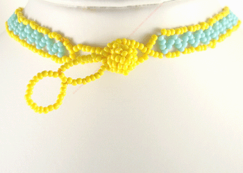 Blue Yellow Seed Beaded Frost Beadwork Necklace - Welcome Native