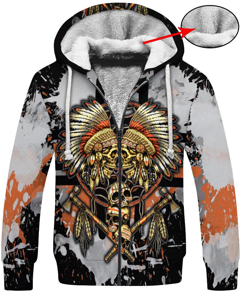 WelcomeNative Yellow Native Skull 3D Hoodie, All Over Print Hoodie, Native American