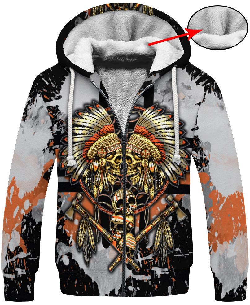 WelcomeNative Yellow Native Skull Hoodie, All Over Print Hoodie, Native American