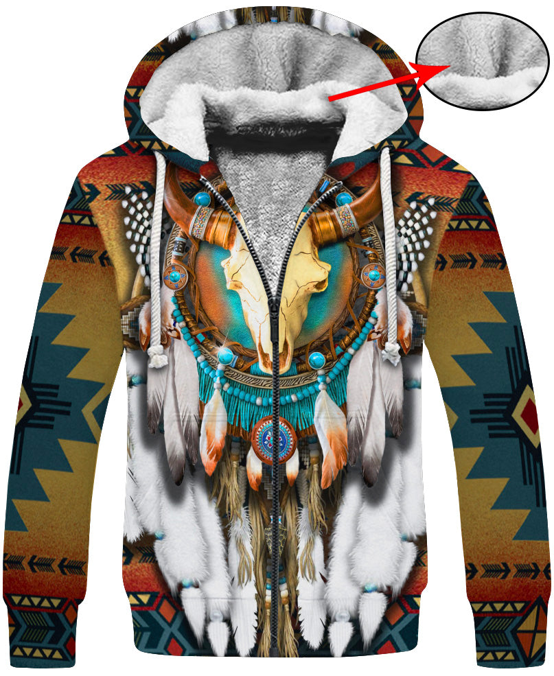 WelcomeNative Butterfly & Buffalo Skull 3D Hoodie, All Over Print Hoodie, Native American