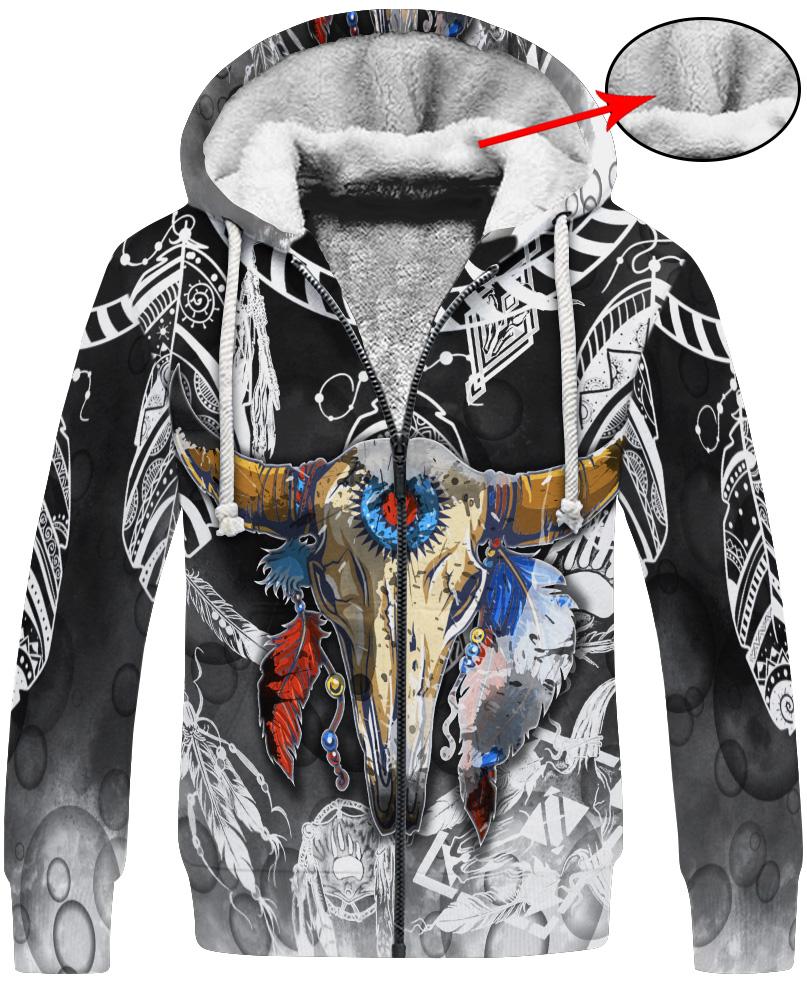 WelcomeNative Colorful Buffalo Skull 3D Hoodie, All Over Print Hoodie, Native American