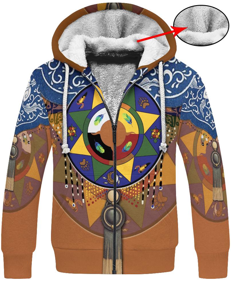 WelcomeNative Native Circle Pattern 3D Hoodie, All Over Print Hoodie, Native American