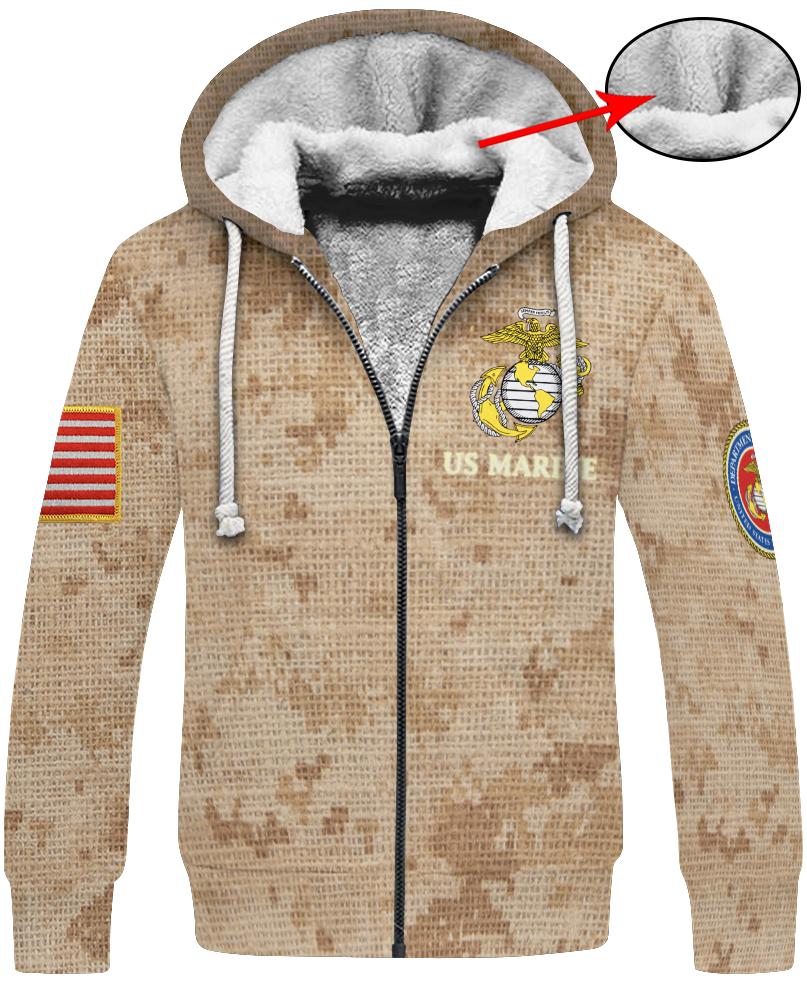WelcomeNative Us Marine Brown 3D Hoodie, All Over Print Hoodie, Native American