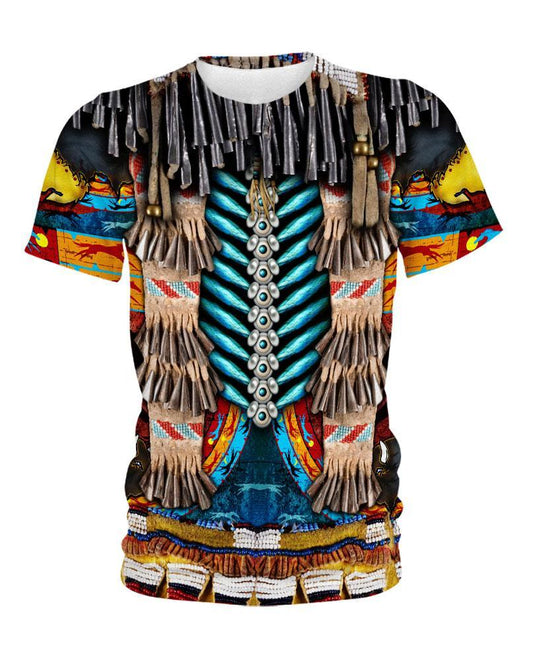 WelcomeNative Blue Native Motif, 3D T Shirt, All Over Print T Shirt, Native American