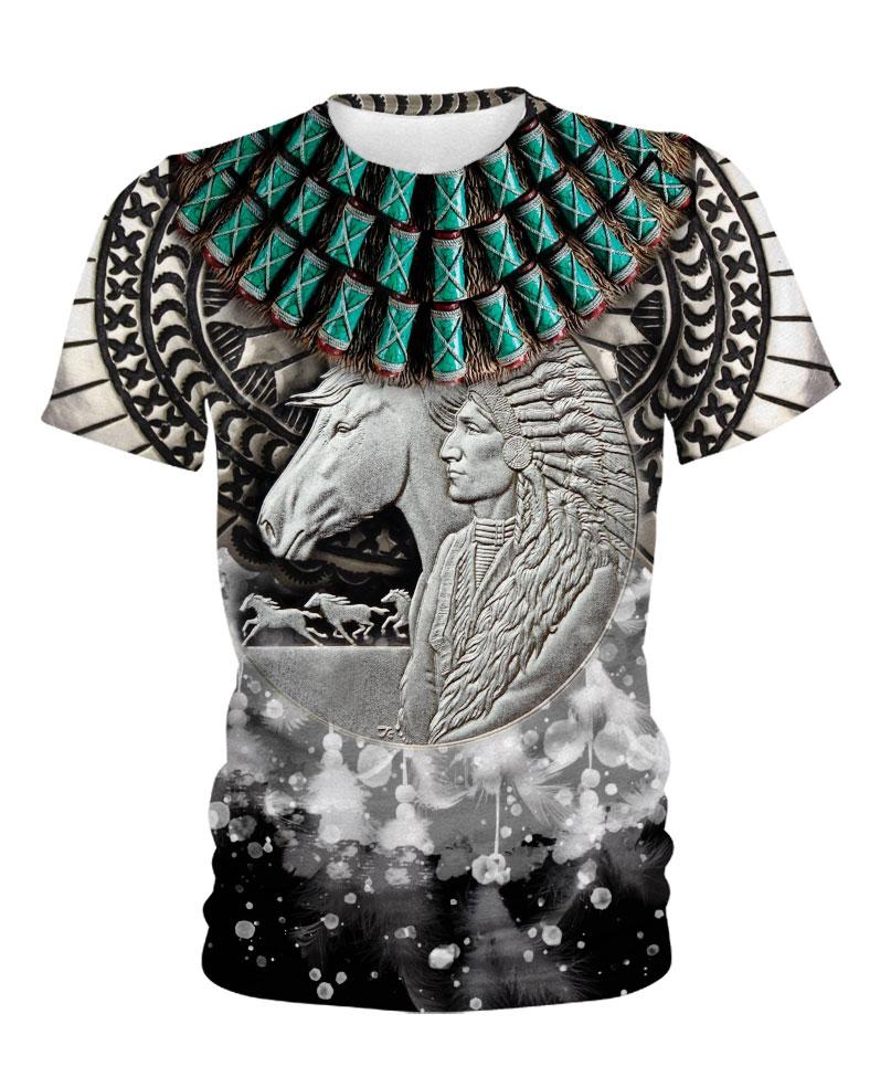 WelcomeNative Silver Native Statue 3D Hoodie, All Over Print Hoodie, Native American