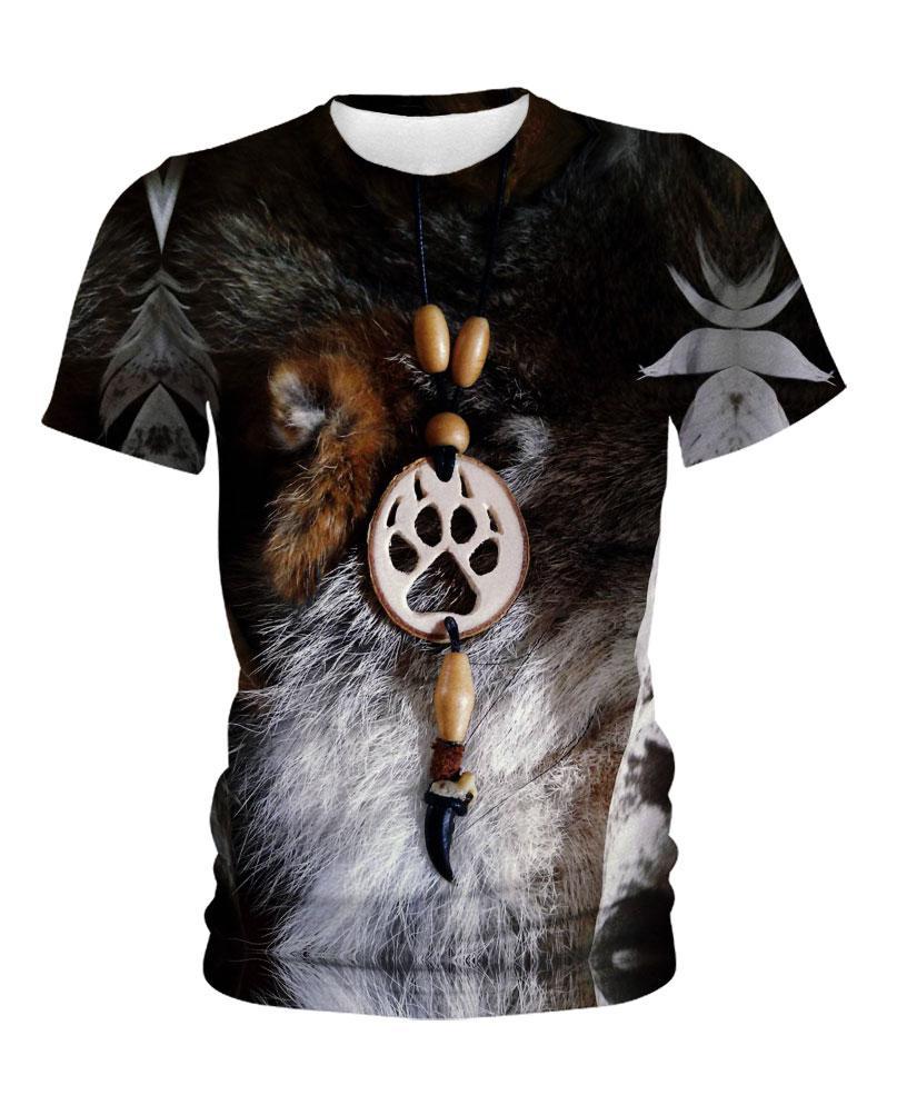WelcomeNative Animal Fur Motifs, 3D T Shirt, All Over Print T Shirt, Native American