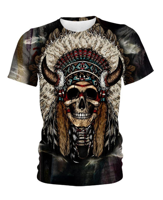 WelcomeNative Unique Native Skull, 3D T Shirt, All Over Print T Shirt, Native American