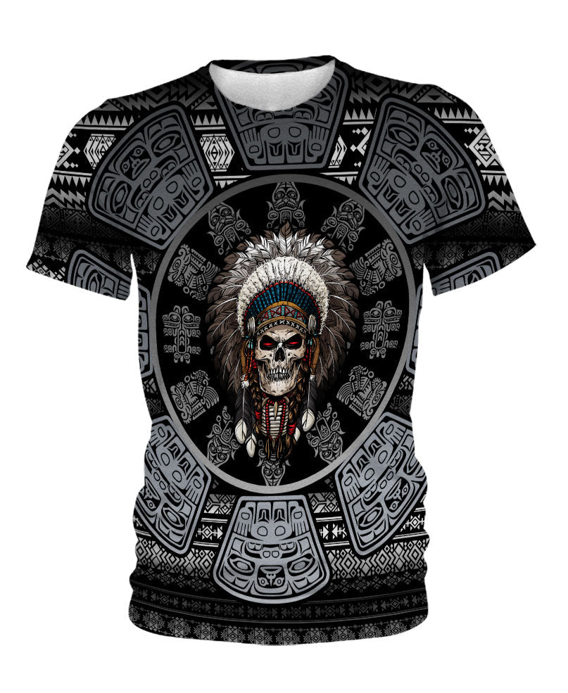 WelcomeNative Skull Chief Pattern Native American  Hoodie, All Over Print Hoodie, Native American
