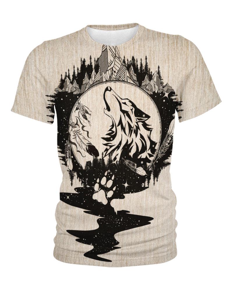 WelcomeNative Round Nature Wolf 3D Hoodie, All Over Print Hoodie, Native American
