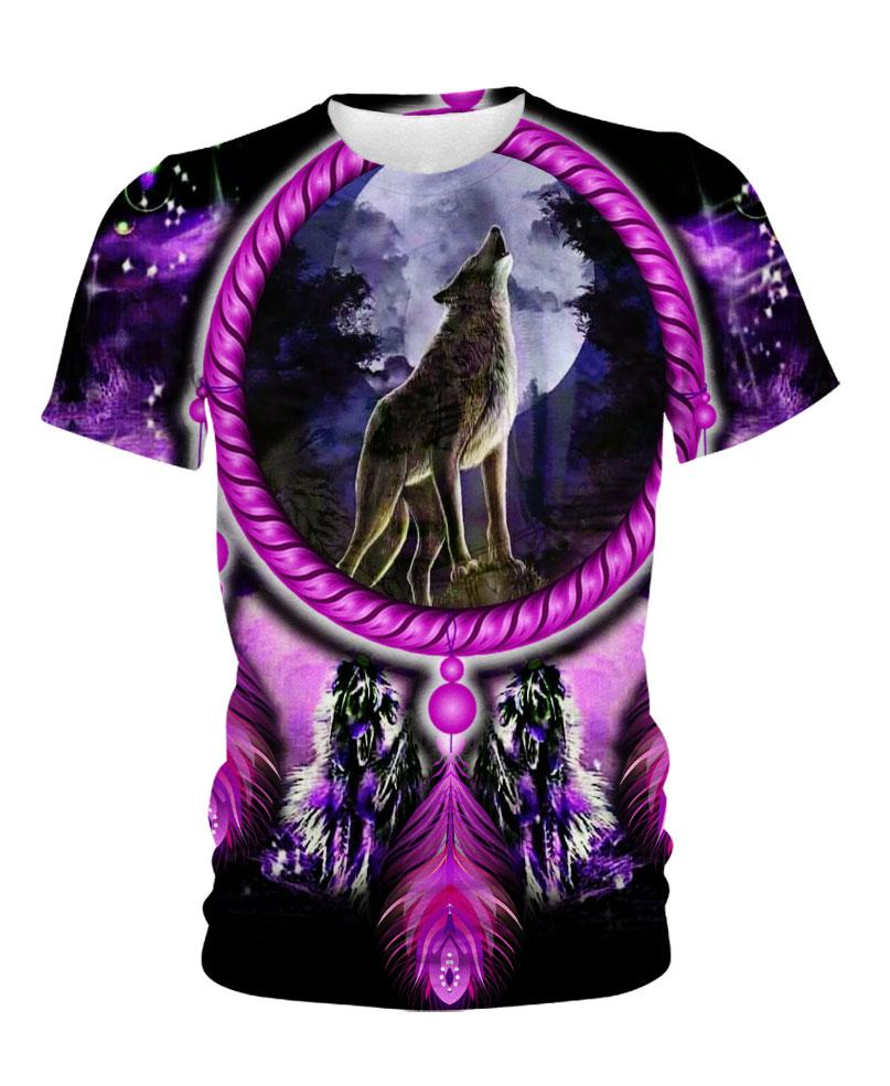 WelcomeNative Native Wolf Violet 3D Hoodie, All Over Print Hoodie, Native American