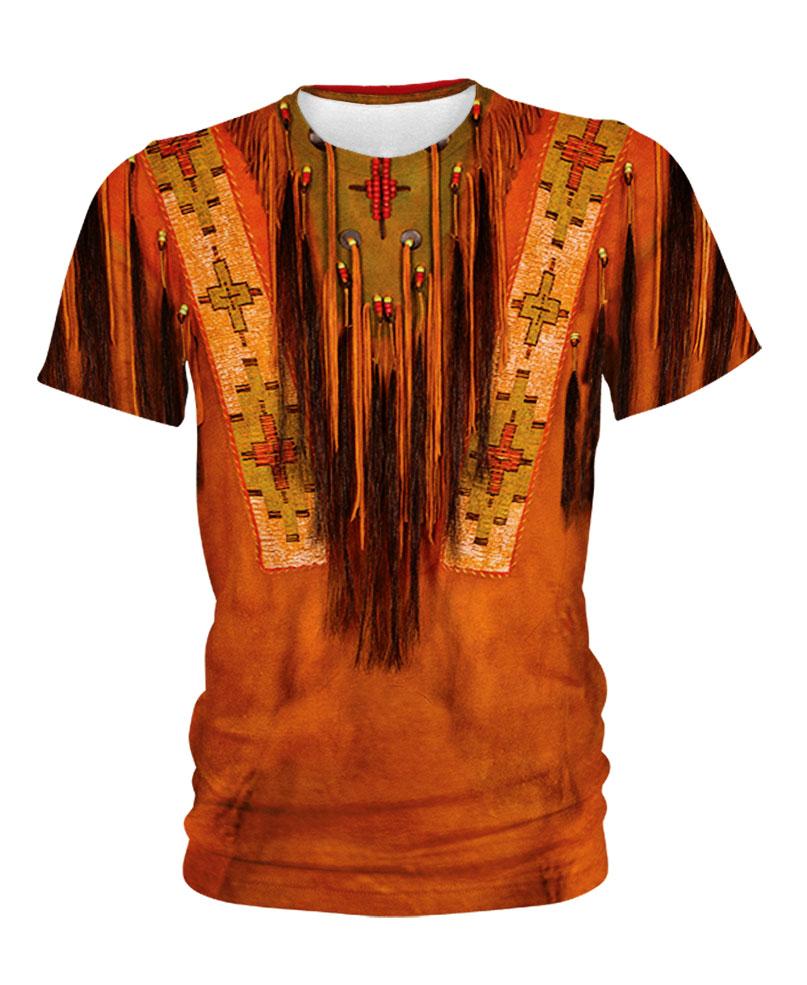 WelcomeNative Orange Printed Fringe 3D Hoodie, All Over Print Hoodie, Native American