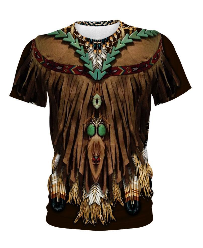 WelcomeNative Dark Brown Printed Suede, 3D T Shirt, All Over Print T Shirt, Native American