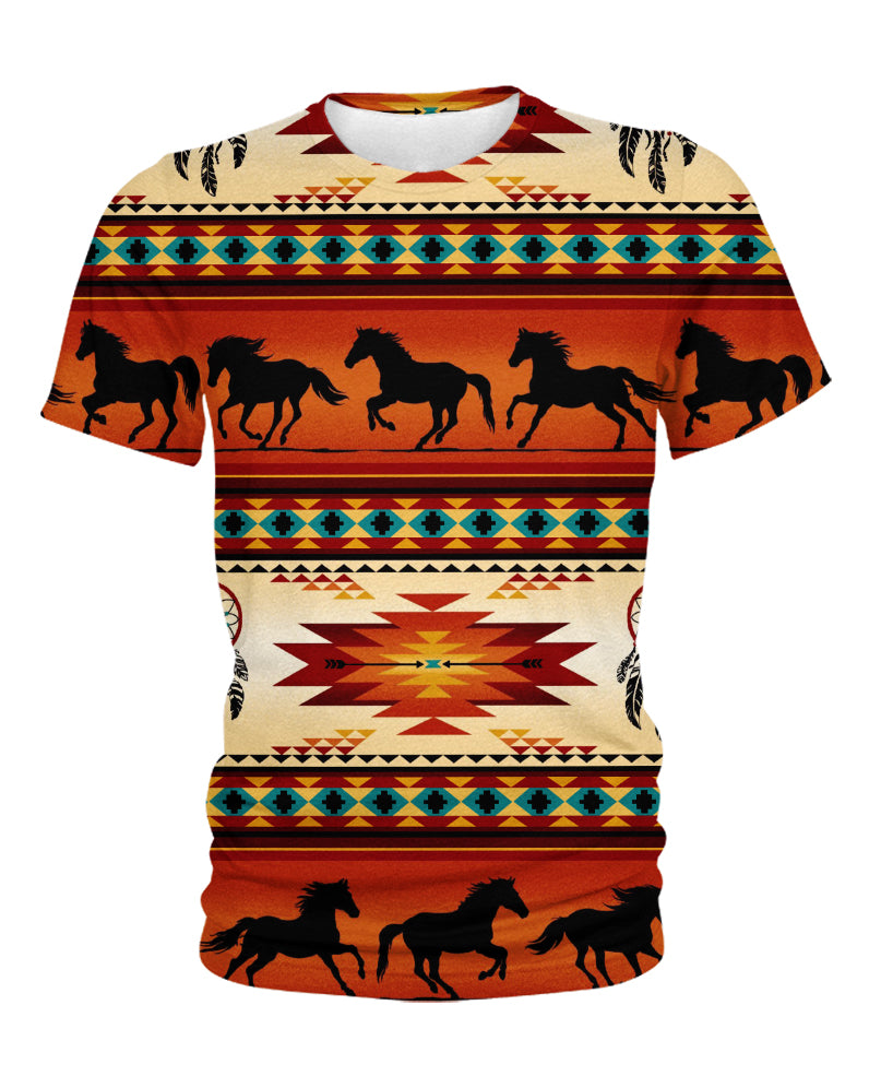 WelcomeNative Native Horse Pattern Hoodie, All Over Print Hoodie, Native American