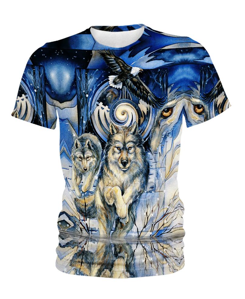 WelcomeNative Wolf Eagle 3D Hoodie, All Over Print Hoodie, Native American