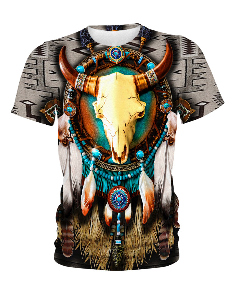 WelcomeNative Butterfly & Buffalo Skull 3D Hoodie, All Over Print Hoodie, Native American