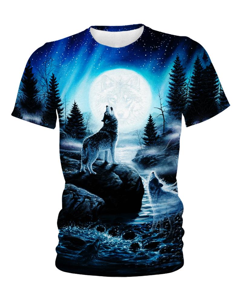 WelcomeNative Wolf Blue Moon 3D Hoodie, All Over Print Hoodie, Native American