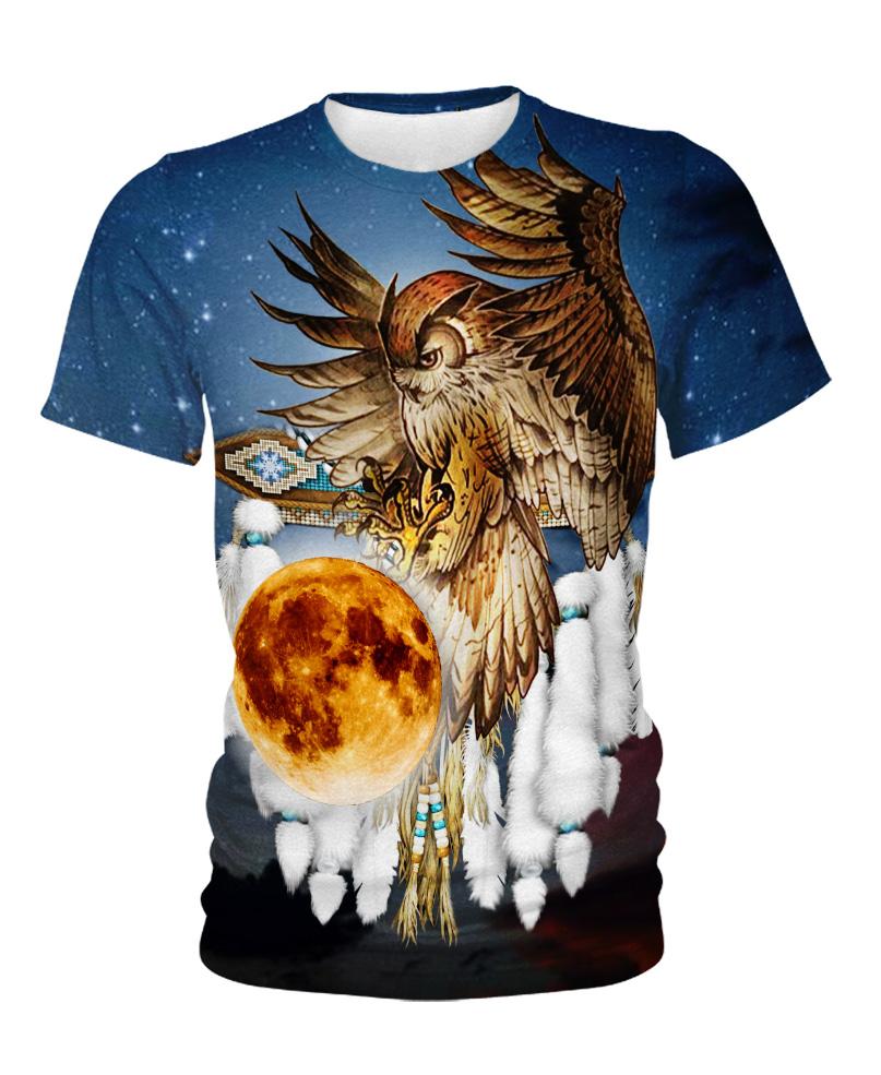 WelcomeNative Owl Catch The Moon 3D Hoodie, All Over Print Hoodie, Native American