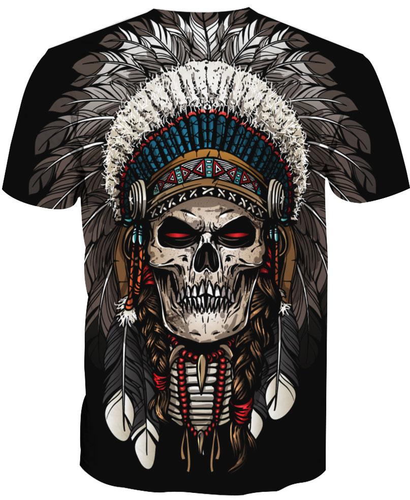 WelcomeNative Native American Skull, 3D T Shirt, All Over Print T Shirt, Native American