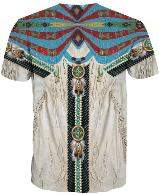 WelcomeNative White Native Pattern, 3D T Shirt, All Over Print T Shirt, Native American