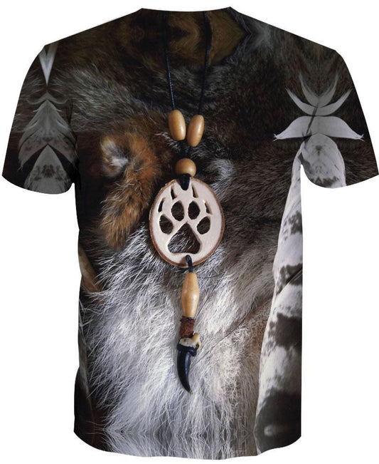 WelcomeNative Animal Fur Motifs, 3D T Shirt, All Over Print T Shirt, Native American