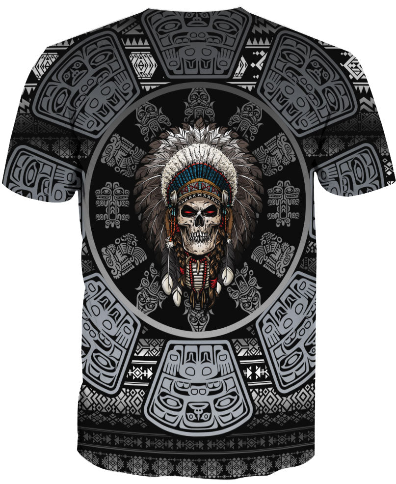 WelcomeNative Skull Chief Pattern Native American  Hoodie, All Over Print Hoodie, Native American