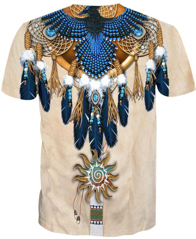 WelcomeNative Blue Feather Pattern, 3D T Shirt, All Over Print T Shirt, Native American
