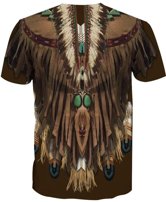 WelcomeNative Dark Brown Printed Suede, 3D T Shirt, All Over Print T Shirt, Native American