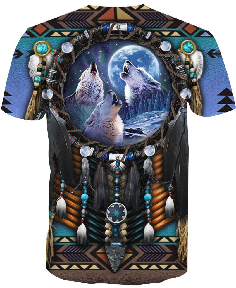 WelcomeNative Blue Wolf Dreamcatcher 3D Hoodie, All Over Print Hoodie, Native American