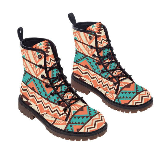 WelcomeNative Black Pattern Native Leather Martin Short Boots