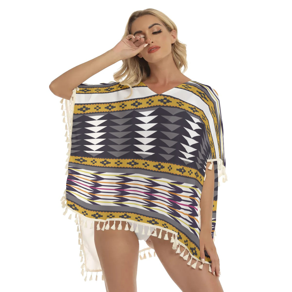 WelcomeNative Native American Women's Square Fringed Shawl