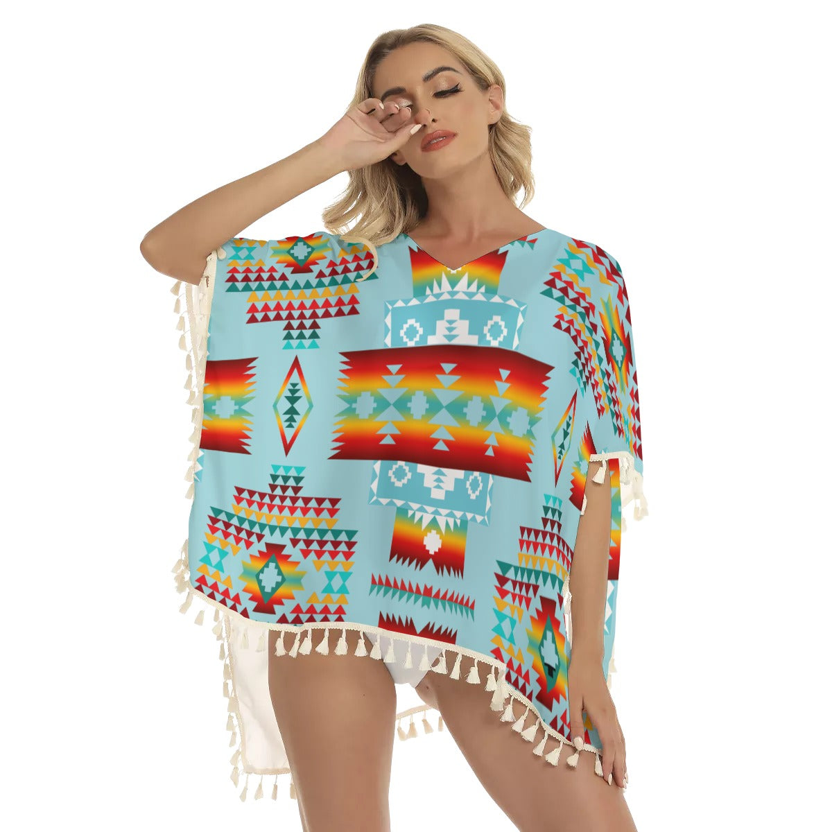 WelcomeNative Native American Women's Square Fringed Shawl