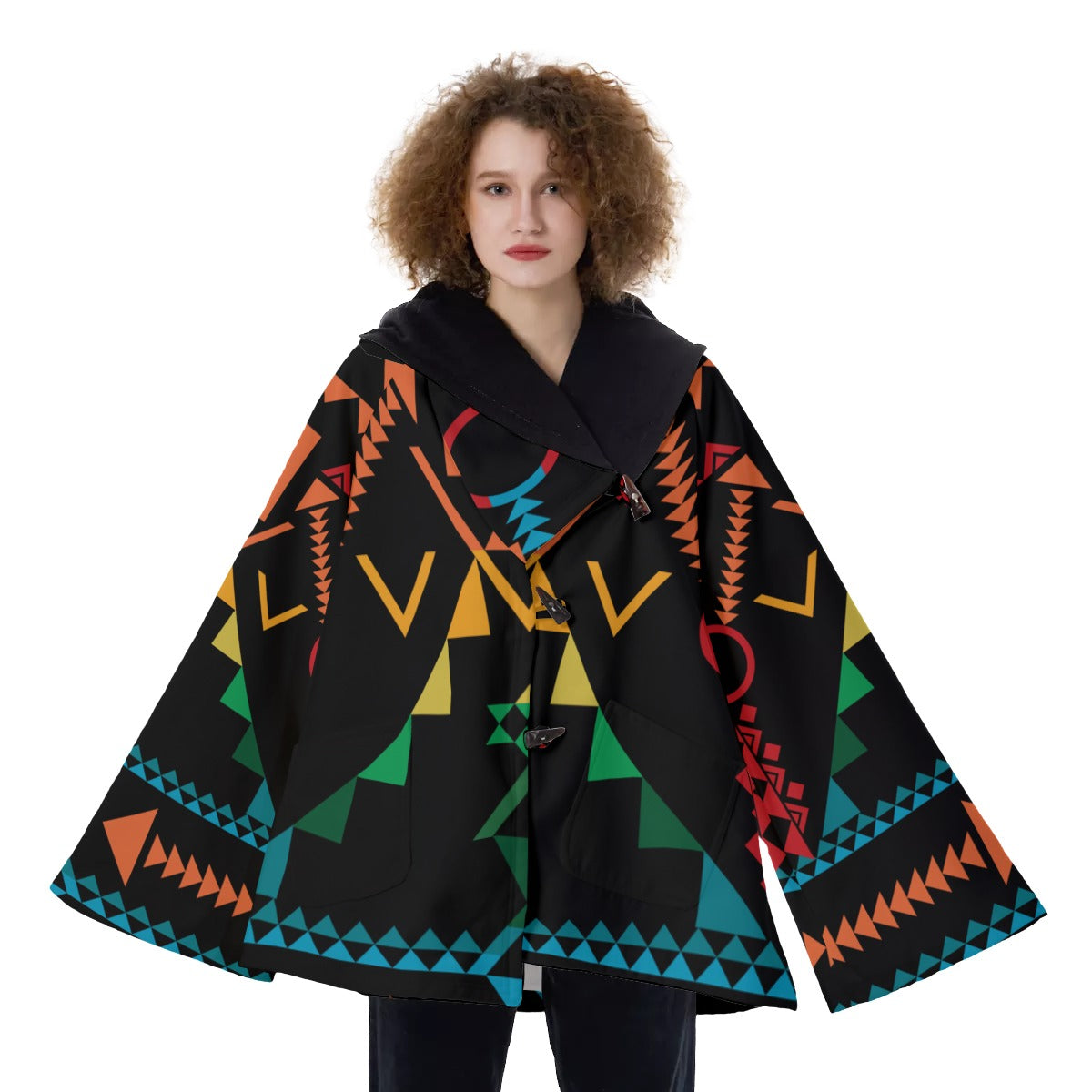 WelcomeNative Native American Hooded Flared Coat, 3D Hooded Coat, All Over Print